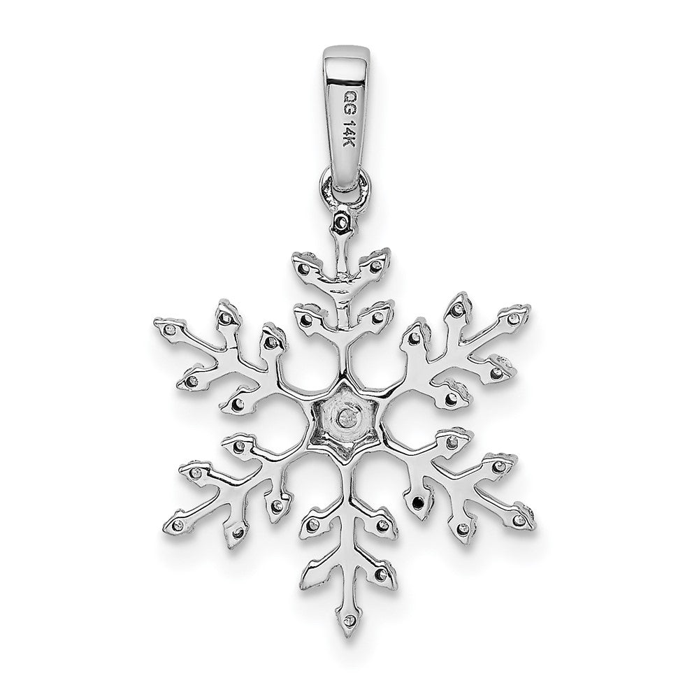 14k White Gold 1/6ct. Real Diamond Snowflake Pendant