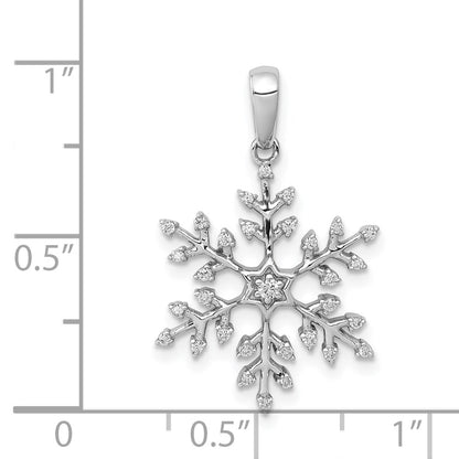 14k White Gold 1/6ct. Real Diamond Snowflake Pendant