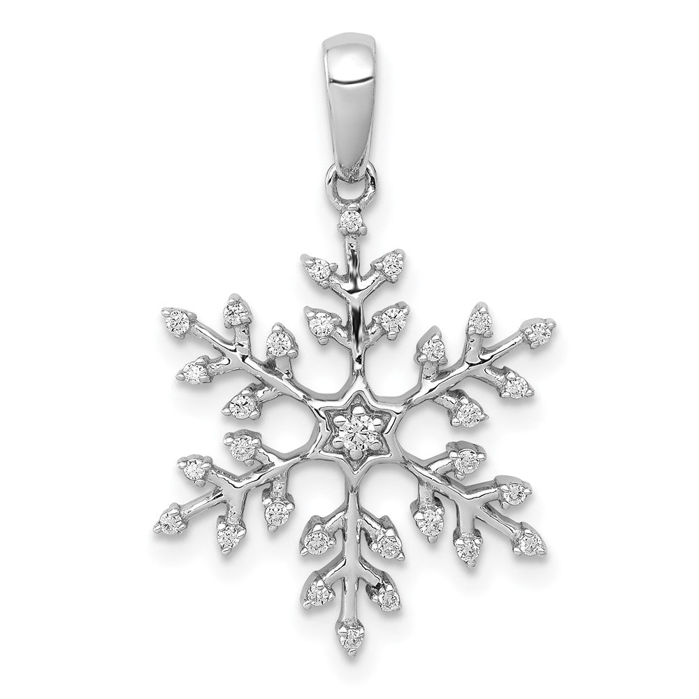 14k White Gold 1/6ct. Real Diamond Snowflake Pendant