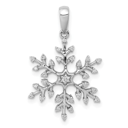 14k White Gold 1/6ct. Real Diamond Snowflake Pendant