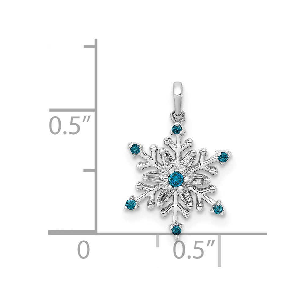 14k White Gold 1/10ct. Blue and White Real Diamond Snowflake Pendant
