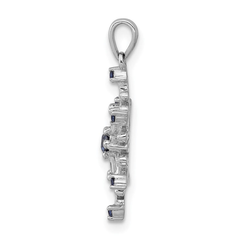14k White Gold 1/6ct. Blue and White Real Diamond Snowflake Pendant