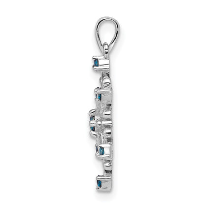 14k White Gold 1/4ct. Blue and White Real Diamond Snowflake Pendant