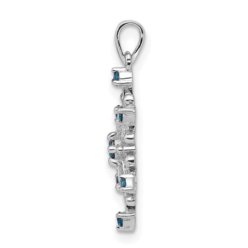 14k White Gold 1/4ct. Blue and White Real Diamond Snowflake Pendant