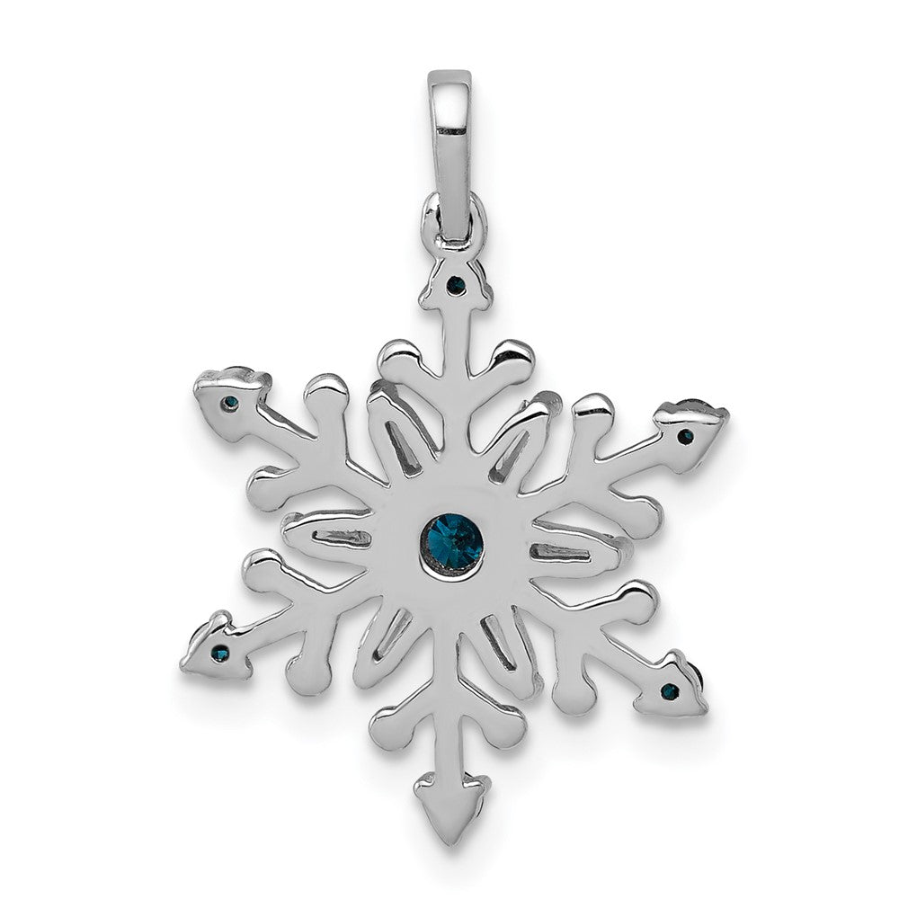 14k White Gold 1/4ct. Blue and White Real Diamond Snowflake Pendant