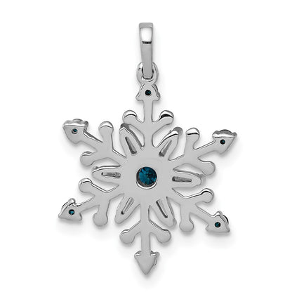 14k White Gold 1/4ct. Blue and White Real Diamond Snowflake Pendant
