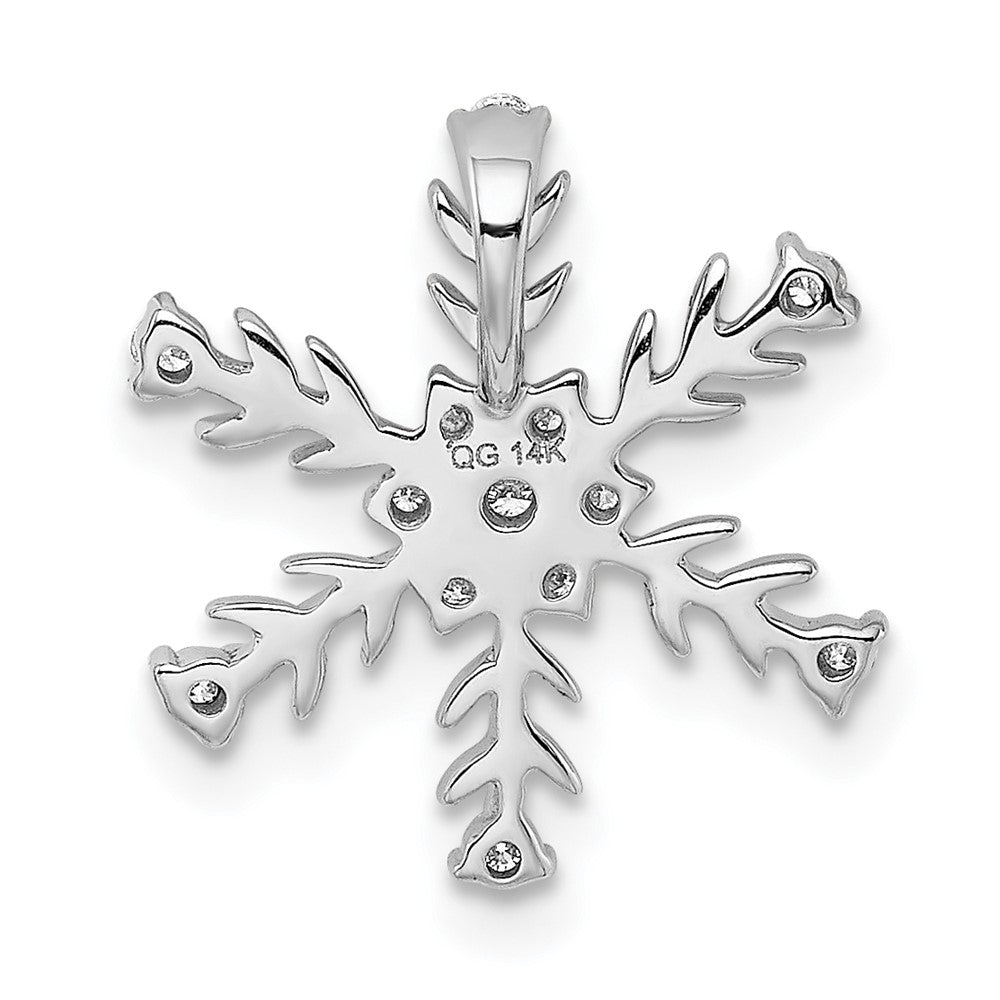 14k White Gold 1/6ct. Real Diamond Snowflake Chain Slide