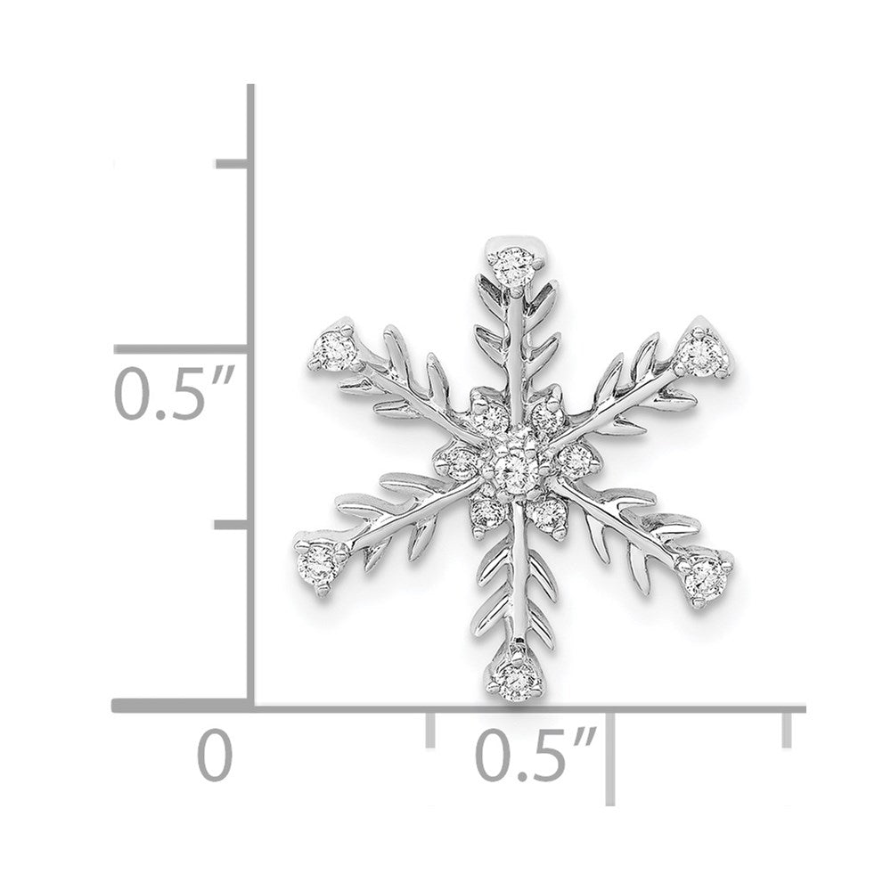 14k White Gold 1/6ct. Real Diamond Snowflake Chain Slide