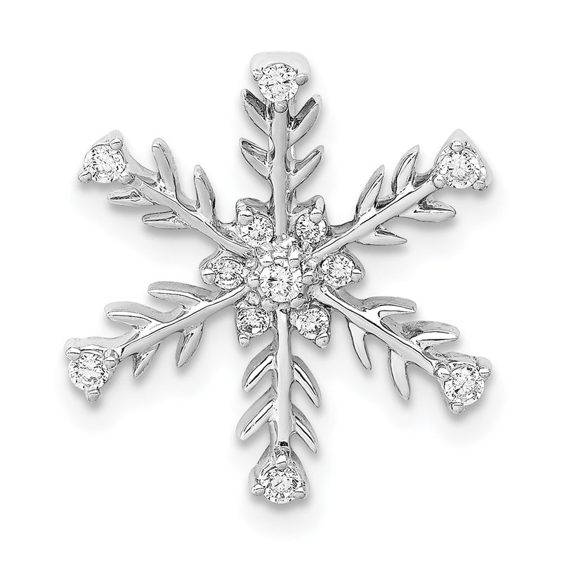 14k White Gold 1/6ct. Real Diamond Snowflake Chain Slide