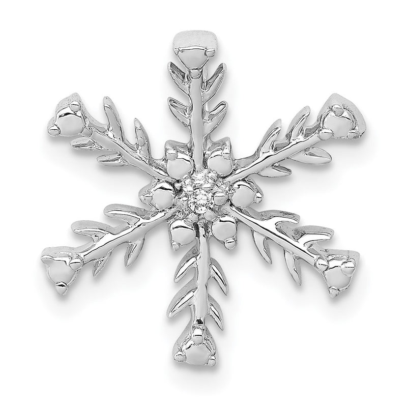 14k White Gold .01ct. Real Diamond Snowflake Chain Slide