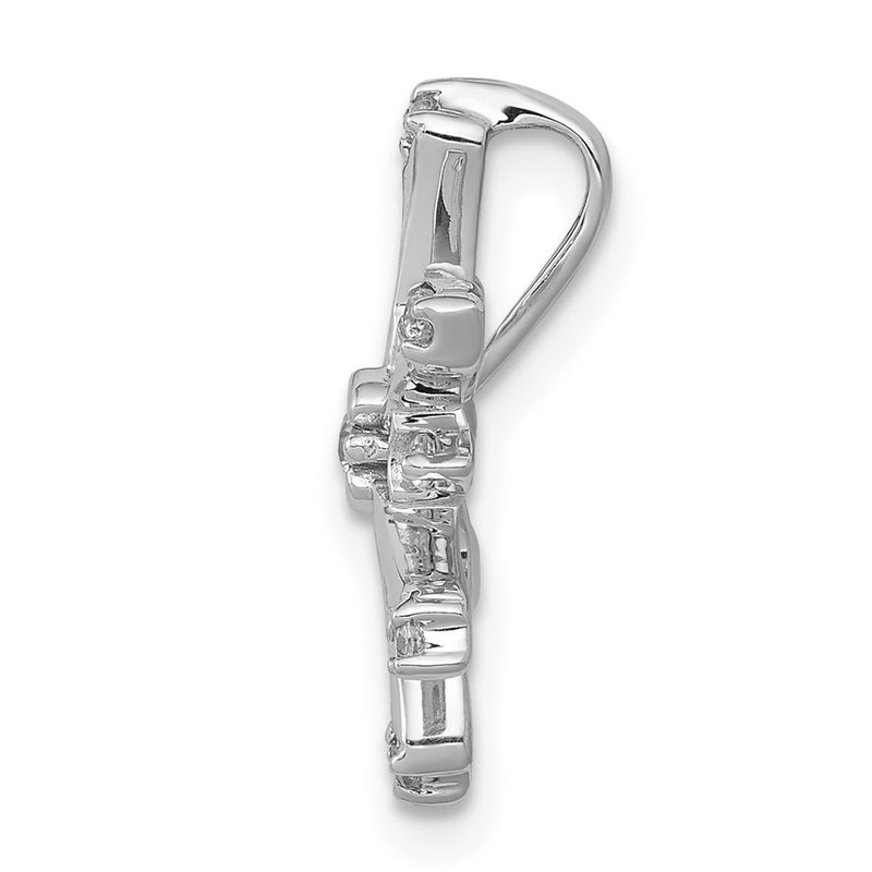 14k White Gold Real Diamond Snowflake Chain Slide