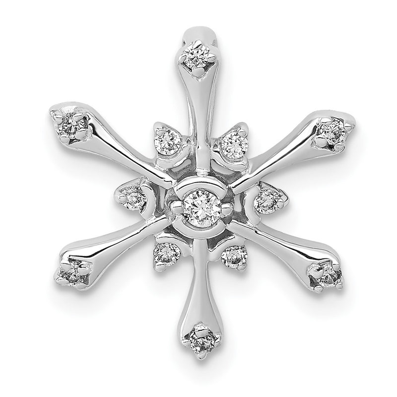 14k White Gold Real Diamond Snowflake Chain Slide