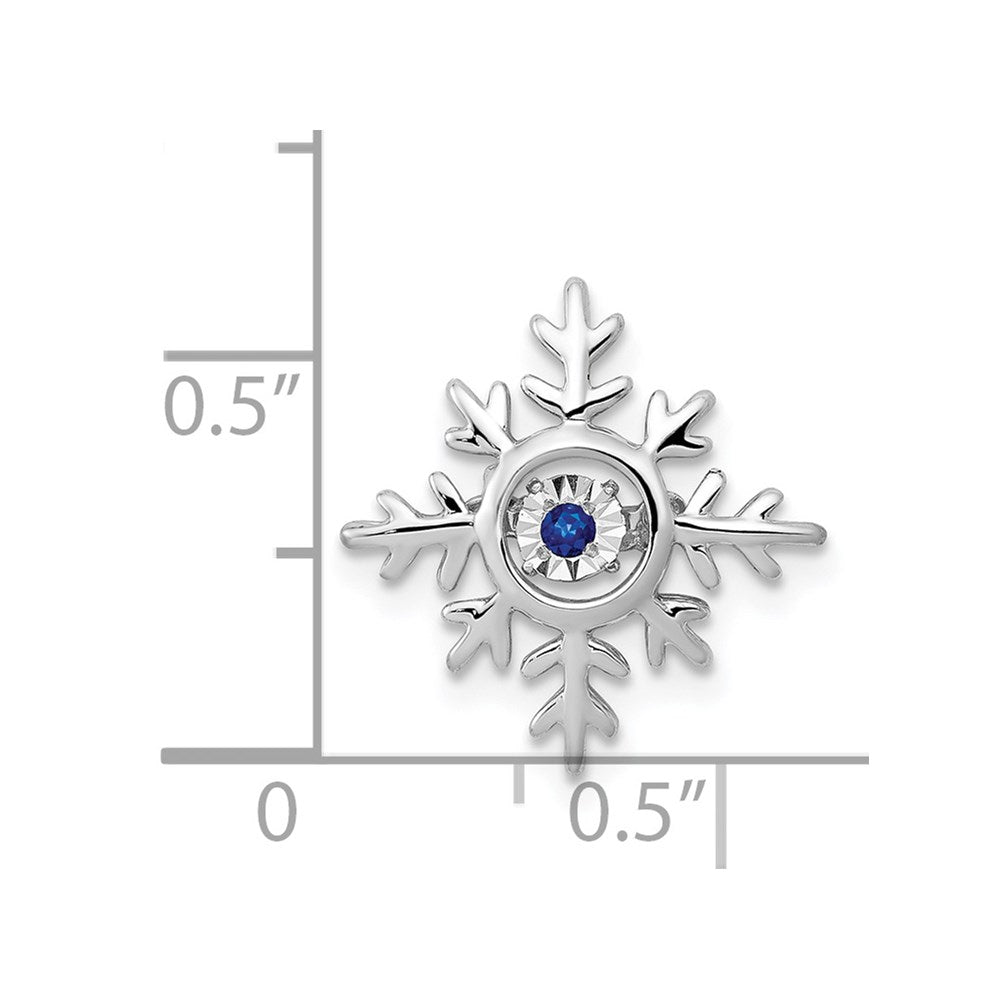 14k White Gold Vibrant Moving Sapphire Snowflake Pendant