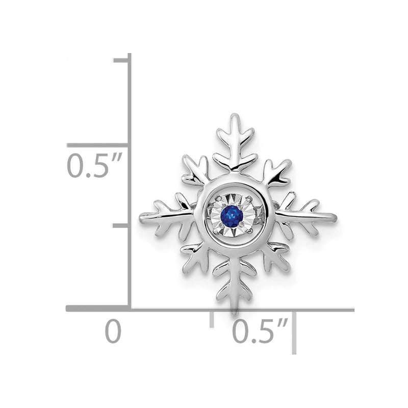 14k White Gold Vibrant Moving Sapphire Snowflake Pendant