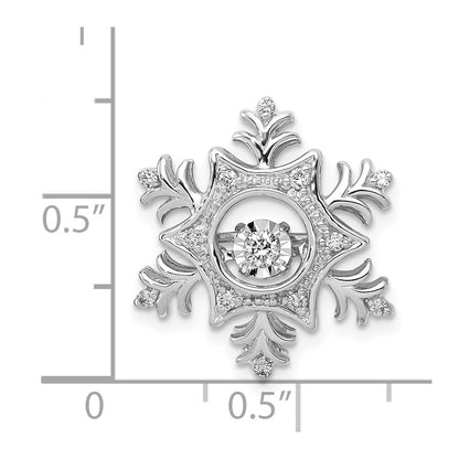 14k White Gold 1/6ct. Vibrant Moving Real Diamond Snowflake Pendant