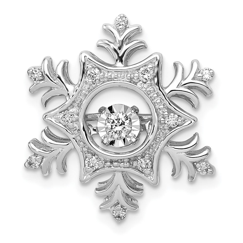 14k White Gold 1/6ct. Vibrant Moving Real Diamond Snowflake Pendant