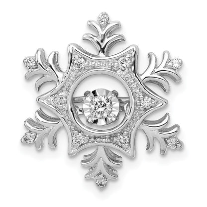 14k White Gold 1/6ct. Vibrant Moving Real Diamond Snowflake Pendant