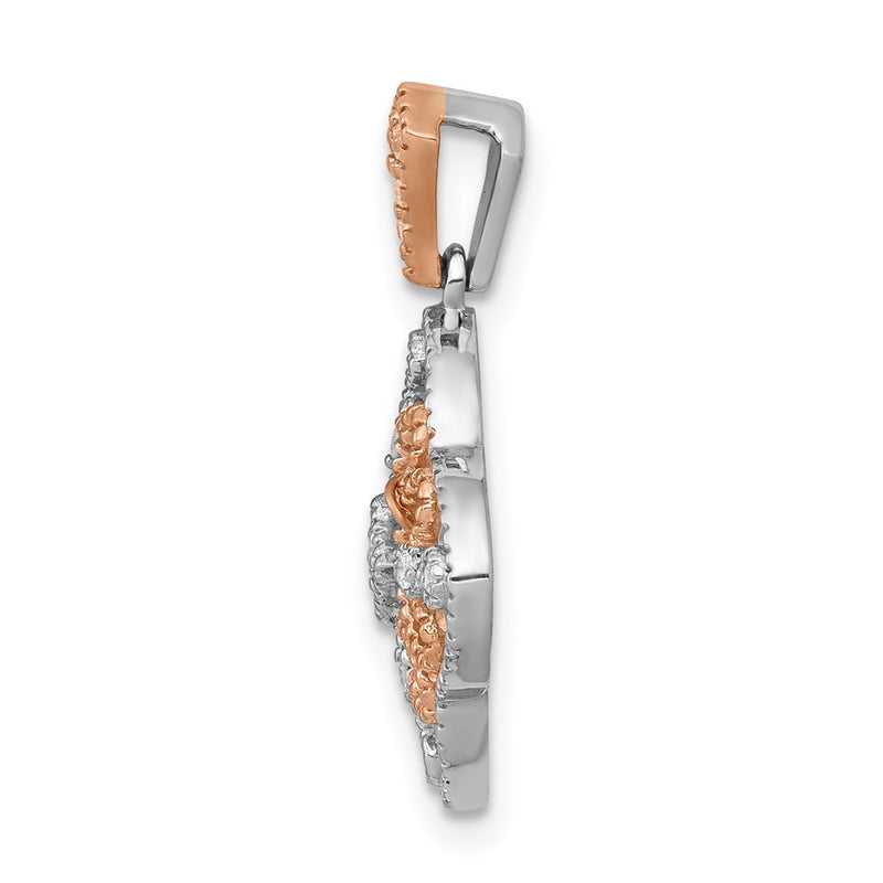 14k White Gold w/Rose Rhodium Real Diamond Vintage Pendant