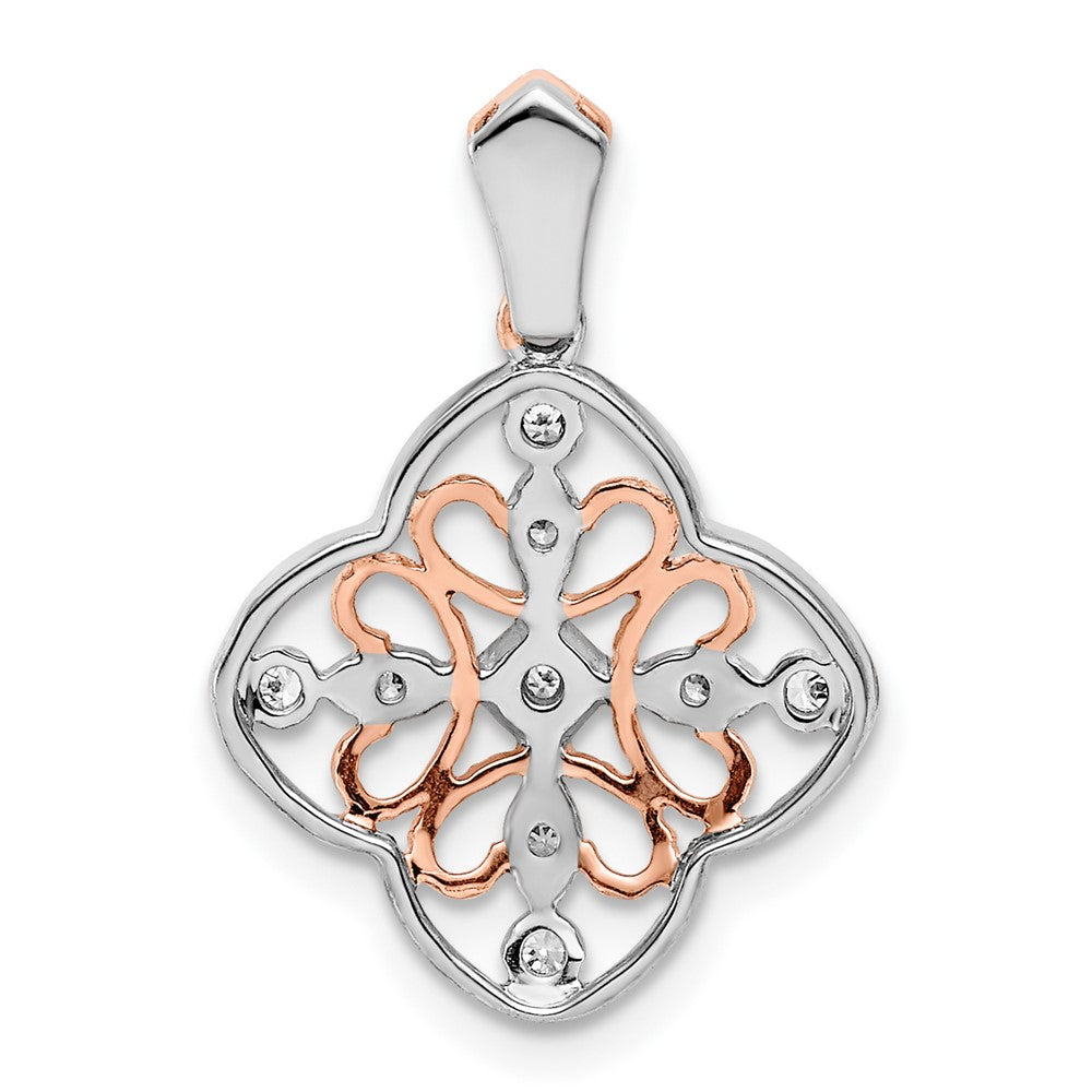 14k White Gold w/Rose Rhodium Real Diamond Vintage Pendant