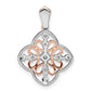 14k White Gold w/Rose Rhodium Real Diamond Vintage Pendant