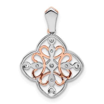 14k White Gold w/Rose Rhodium Real Diamond Vintage Pendant