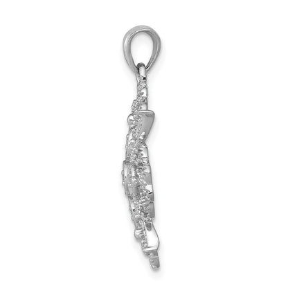 14k White Gold Filigree 1/4ct. Real Diamond Pendant