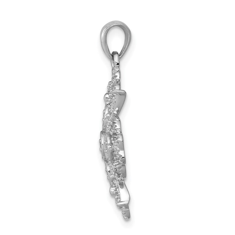 14k White Gold Filigree 1/4ct. Real Diamond Pendant