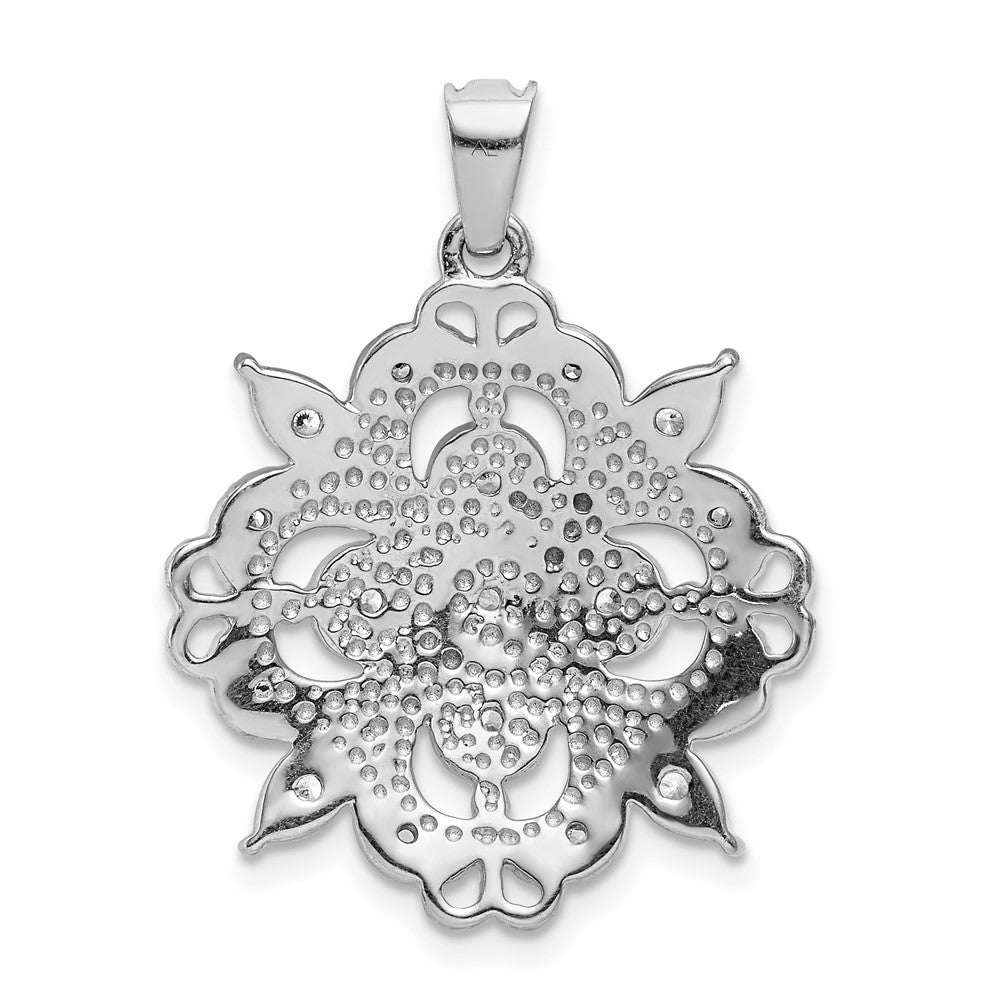 14k White Gold Filigree 1/4ct. Real Diamond Pendant