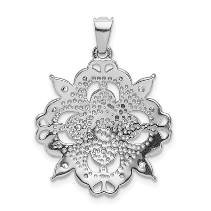 14k White Gold Filigree 1/4ct. Real Diamond Pendant