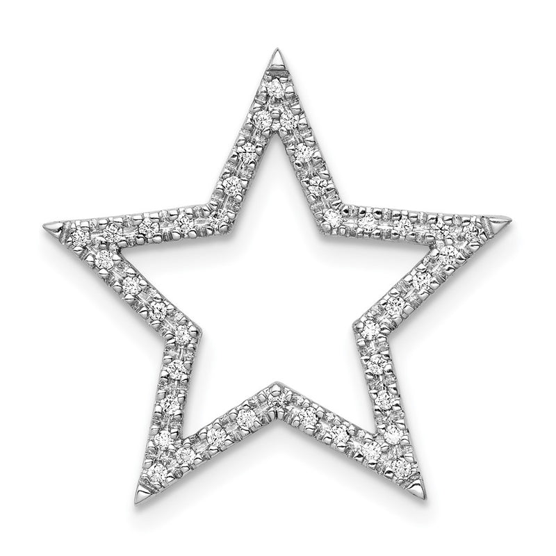 14k White Gold Large Real Diamond Star Chain Slide