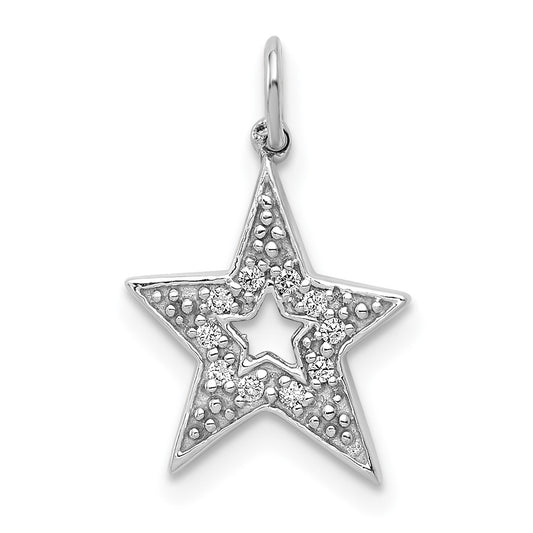14k White Gold 1/20ct. Real Diamond Star Charm