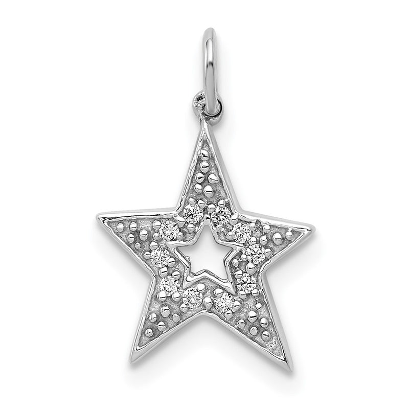 14k White Gold 1/20ct. Real Diamond Star Charm