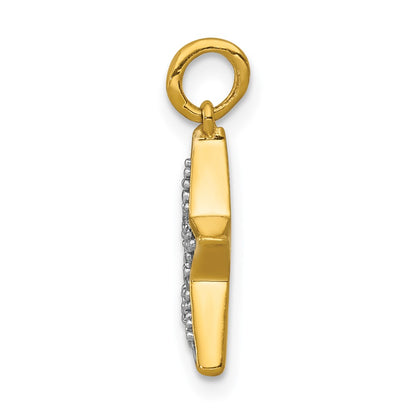 14K Yellow Gold Real Diamond Star Charm
