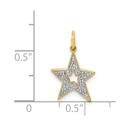 14K Yellow Gold Real Diamond Star Charm