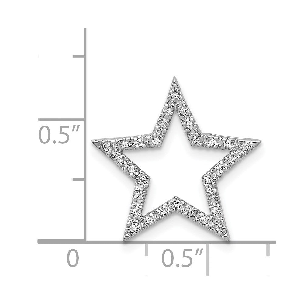 14k White Gold Real Diamond Star Chain Slide