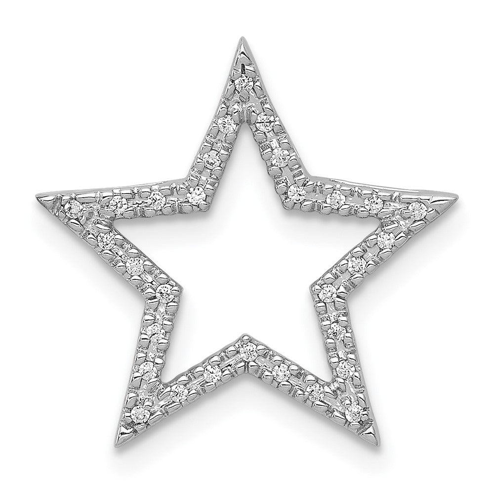 14k White Gold Real Diamond Star Chain Slide