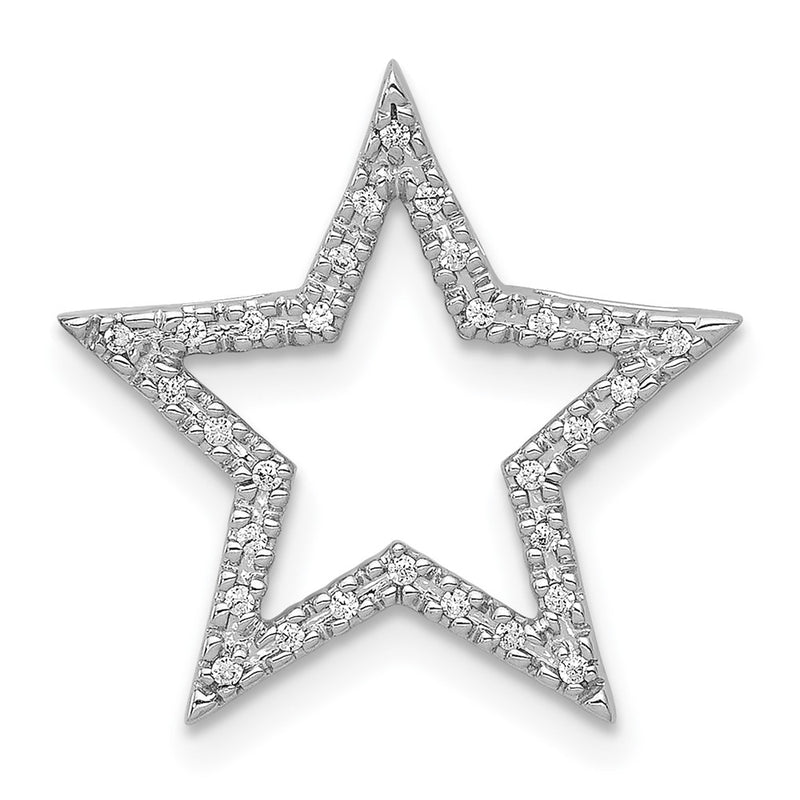 14k White Gold Real Diamond Star Chain Slide