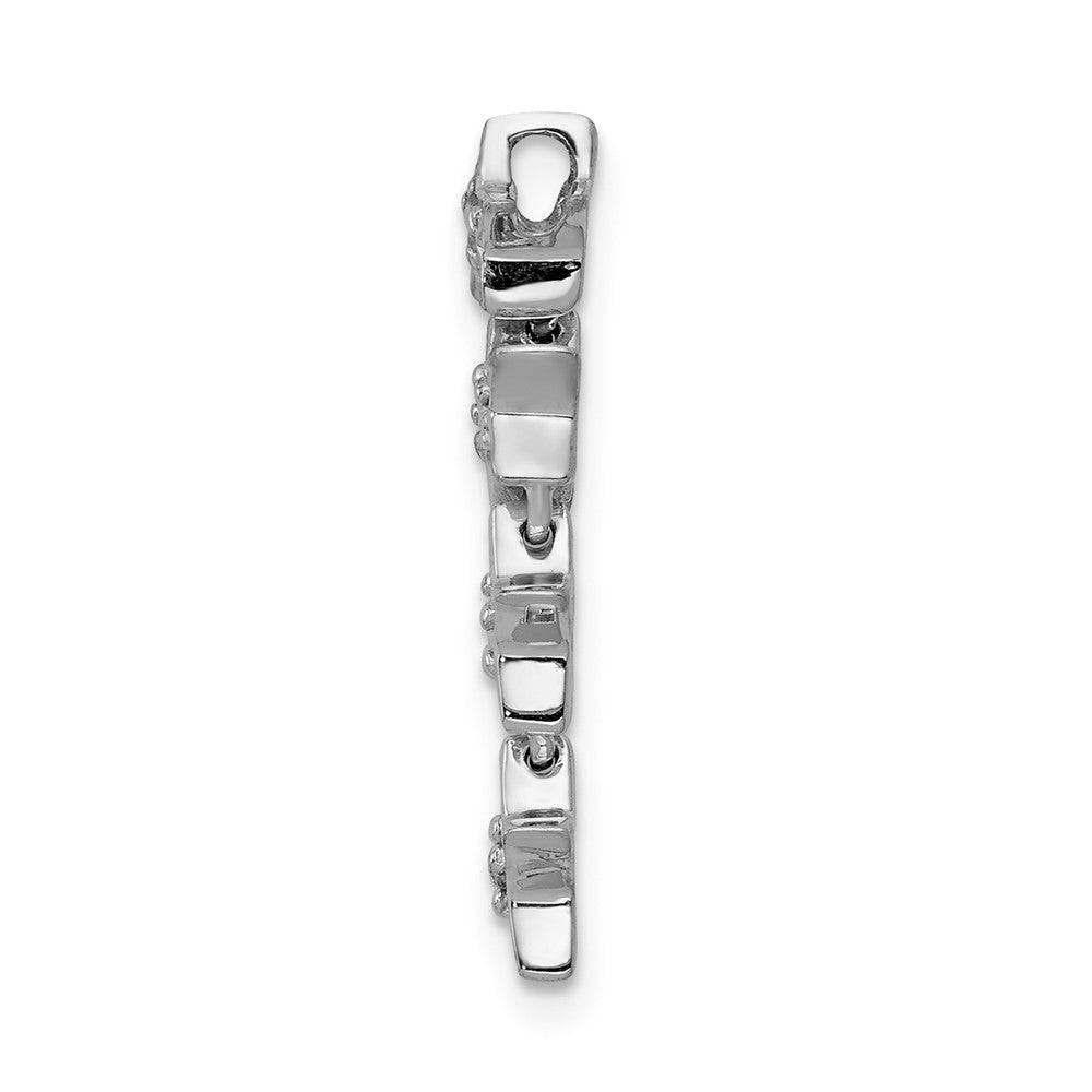 14k White Gold Real Diamond Four Stars Chain Slide