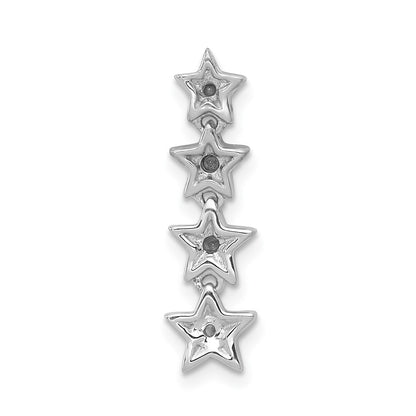 14k White Gold Real Diamond Four Stars Chain Slide