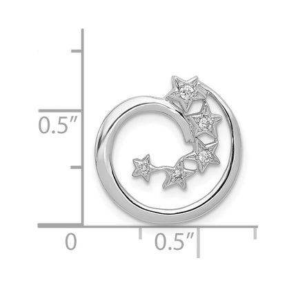 14k White Gold Real Diamond Stars Chain Slide