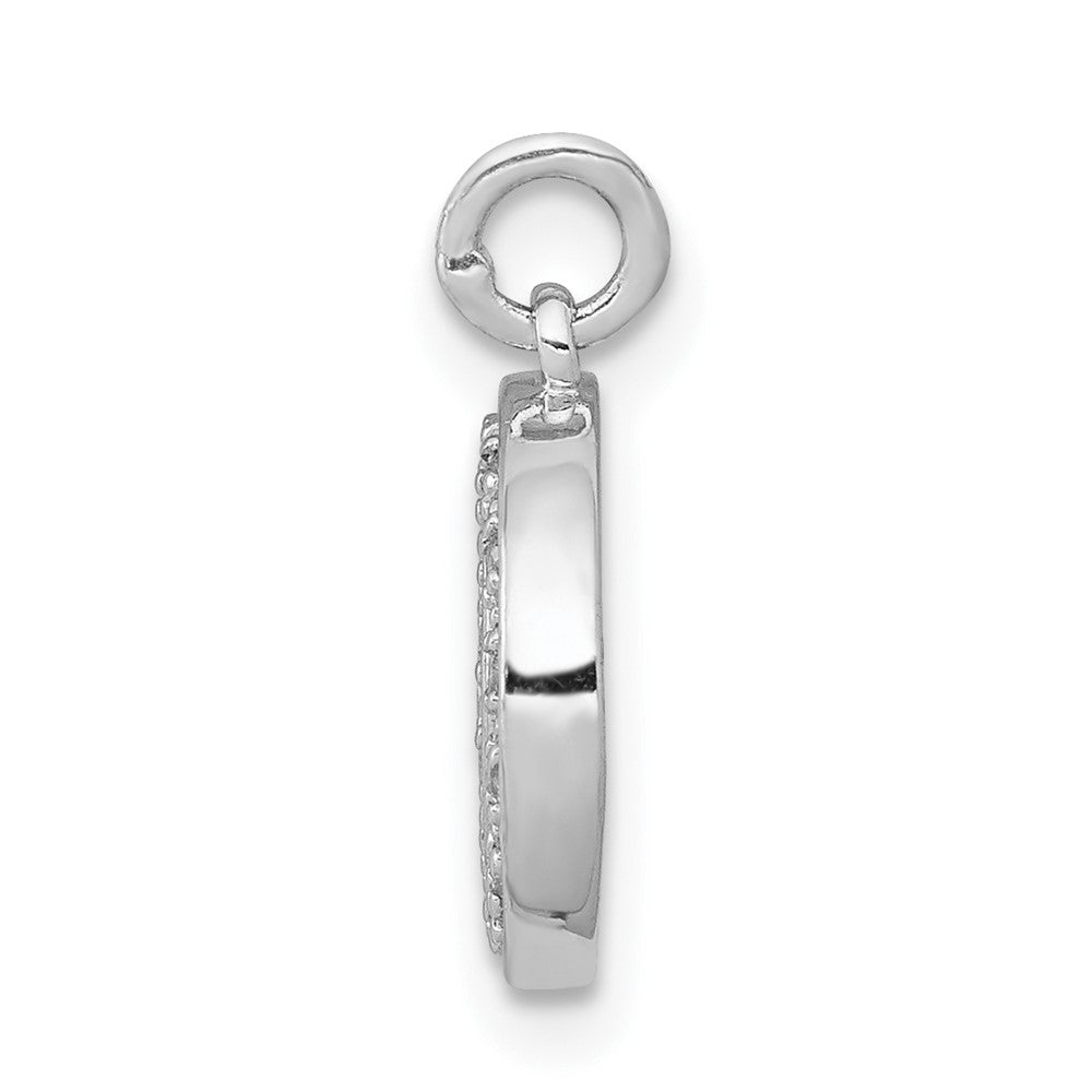 14k White Gold Real Diamond Moon Charm