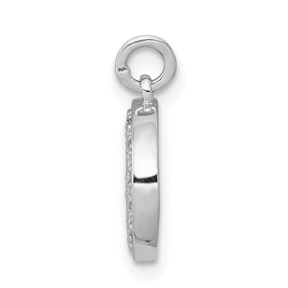 14k White Gold Real Diamond Moon Charm