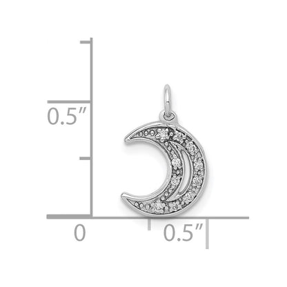 14k White Gold Real Diamond Moon Charm
