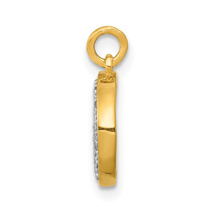 14K Yellow Gold Real Diamond Moon Charm