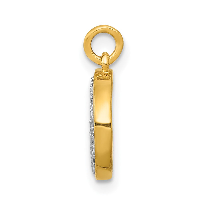 14K Yellow Gold Real Diamond Moon Charm