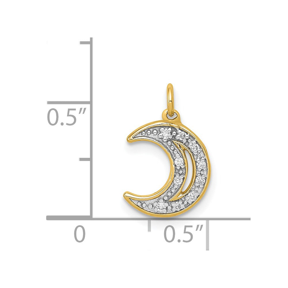 14K Yellow Gold Real Diamond Moon Charm