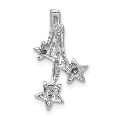 14k White Gold Real Diamond Shooting Stars Chain Slide