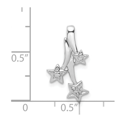 14k White Gold Real Diamond Shooting Stars Chain Slide