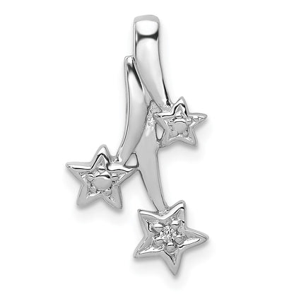 14k White Gold Real Diamond Shooting Stars Chain Slide
