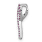 Solid 14k White Gold Awareness PinK Simulated Sapphire Slide Pendant